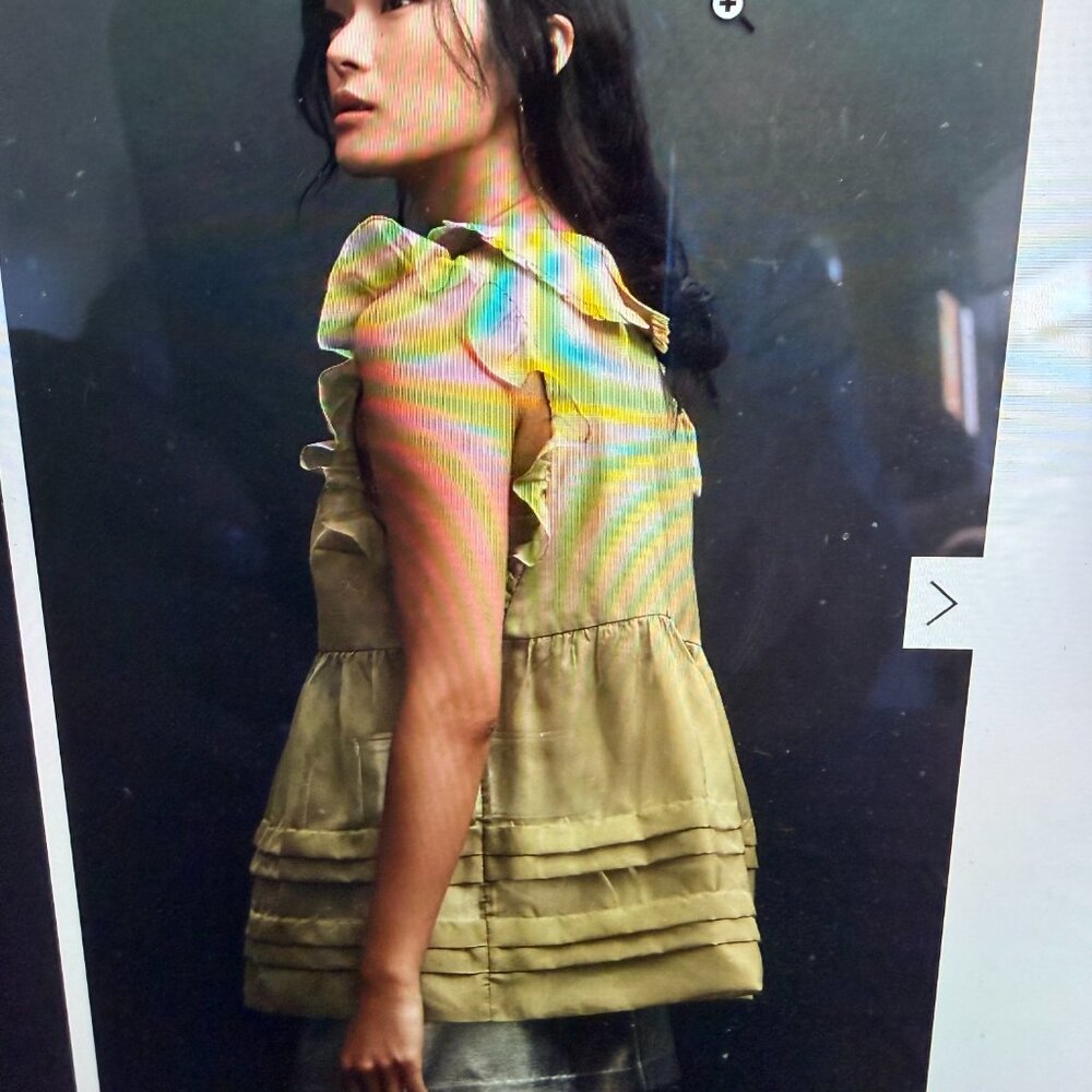 ANTHROPOLOGIE'S Maeve Peter Pan Collar Sheer Pintuck Babydoll Tank - Picture 3 of 9
